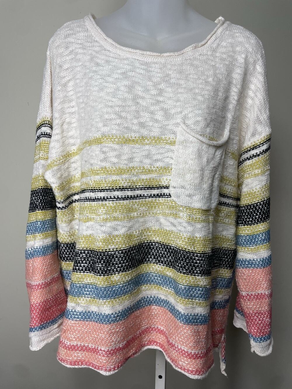 Rip Curl Women's L Striped Knit Sweater with Pocket Surf Lightweight Beach